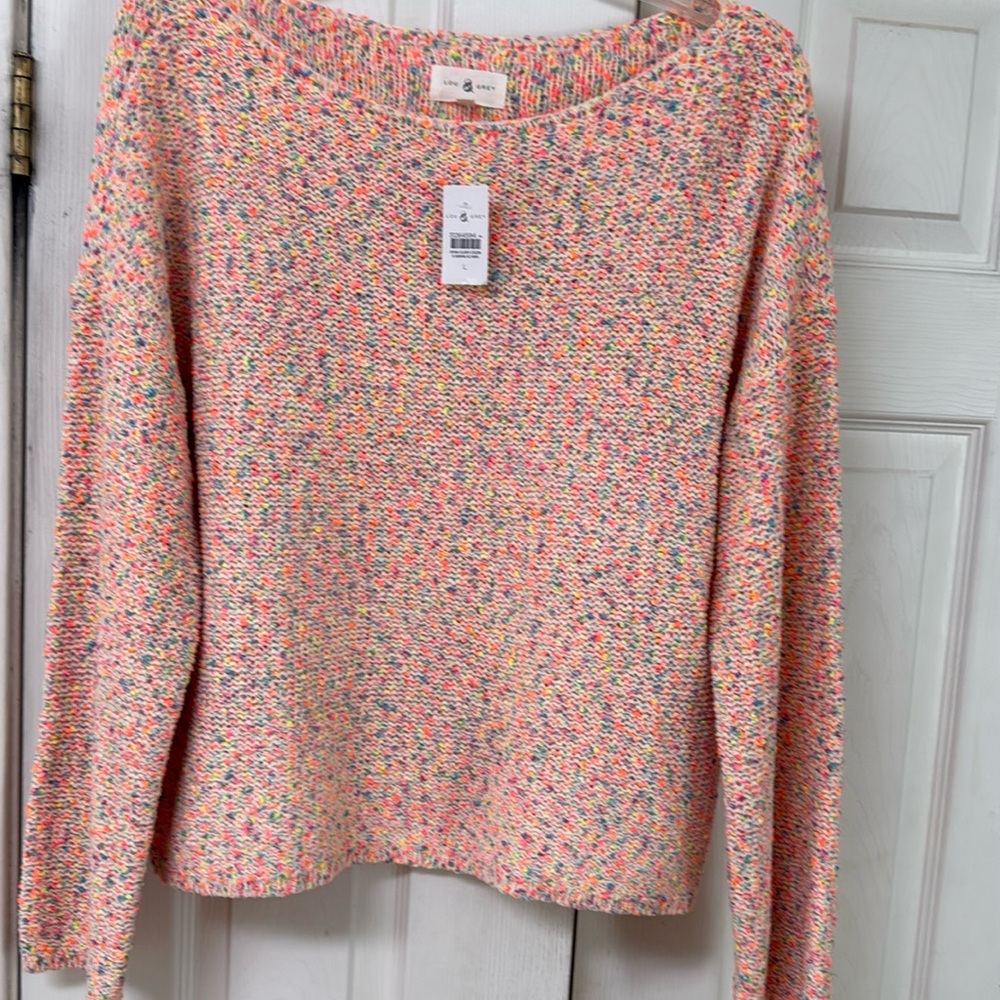Lou & Grey Loft - Boat Neck sweater - NWT sz L - Colorful Long sleeves